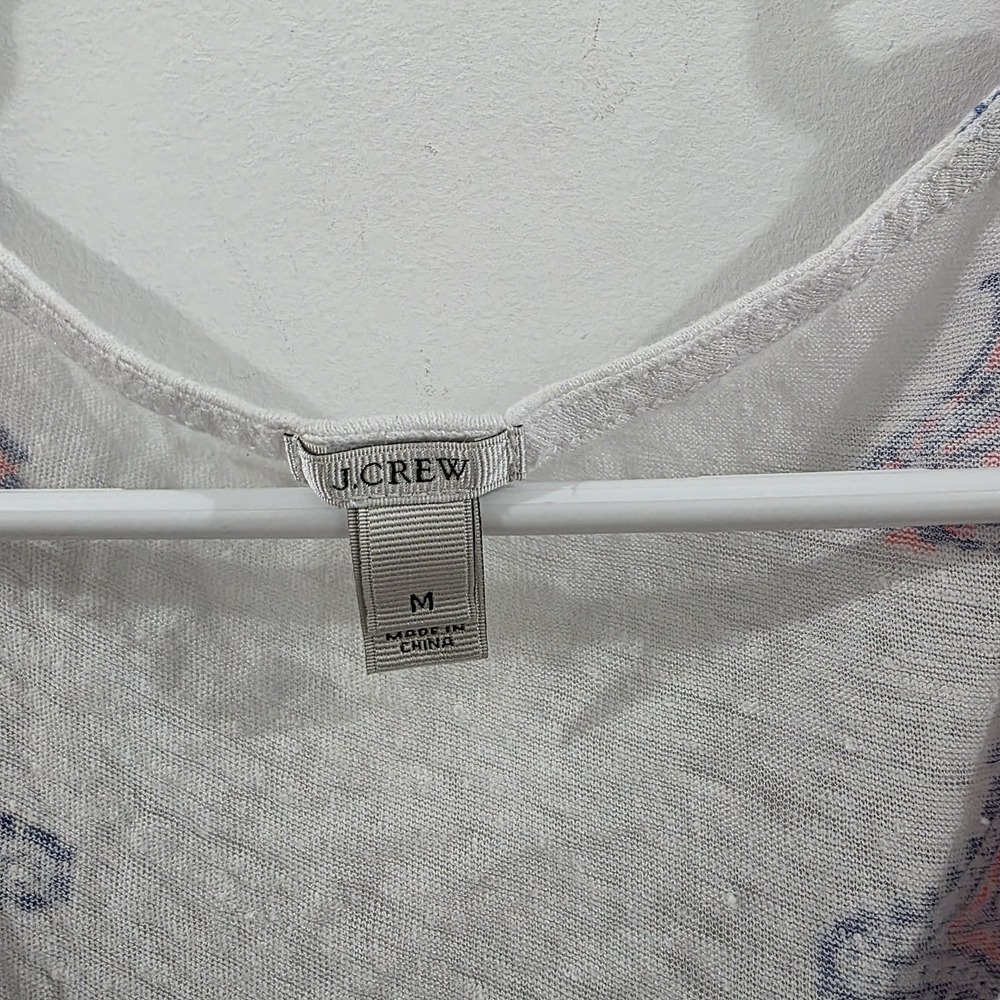 J Crew Womens Linen Top Size Medium Floral Coastal Beach Summer - Picture 3 of 6